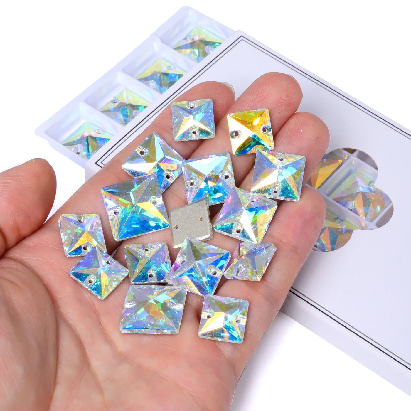 QIYI Mixed Size Packing Crystal AB Colors Different Shape High Quality Glass Crystal Rhinestones for Garment Accessories