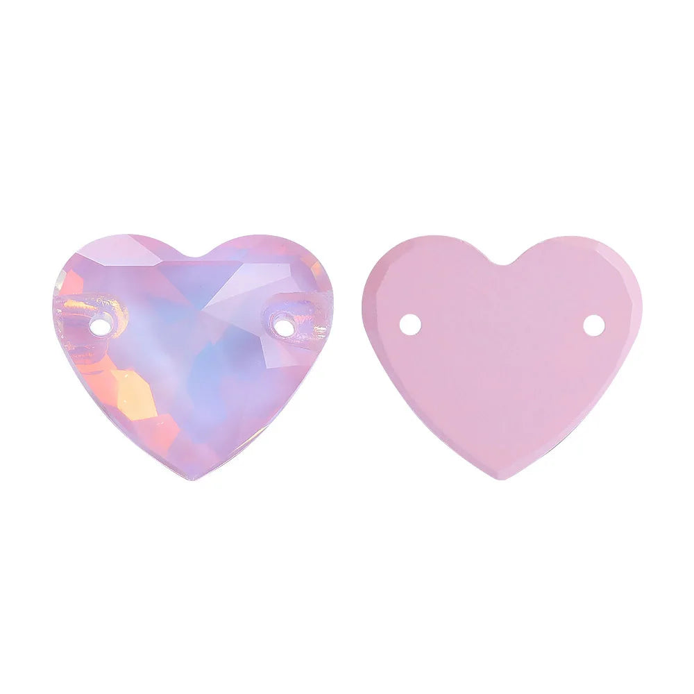 QIYI Factory Direct Wholesale Popular Fashion Design Bright Pure Versatile Minimalist Heart Shape Sew-on Rhinestones  3259