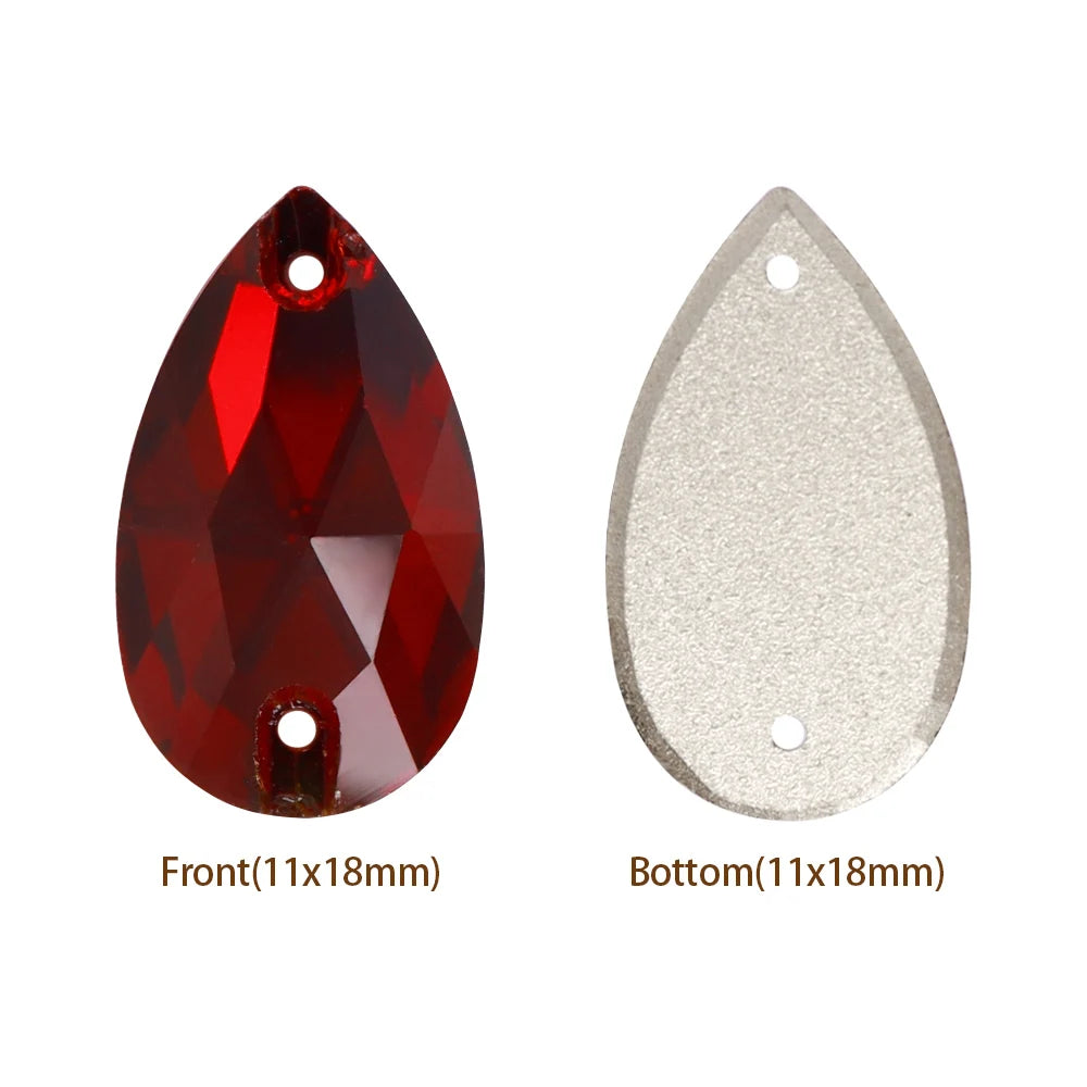 Hot Selling QIYI Brand 55 Colors Multi Size Multi Shape High Quality Flat Back Drop Sew-on Glass Crystal Rhinestones 16 Facets