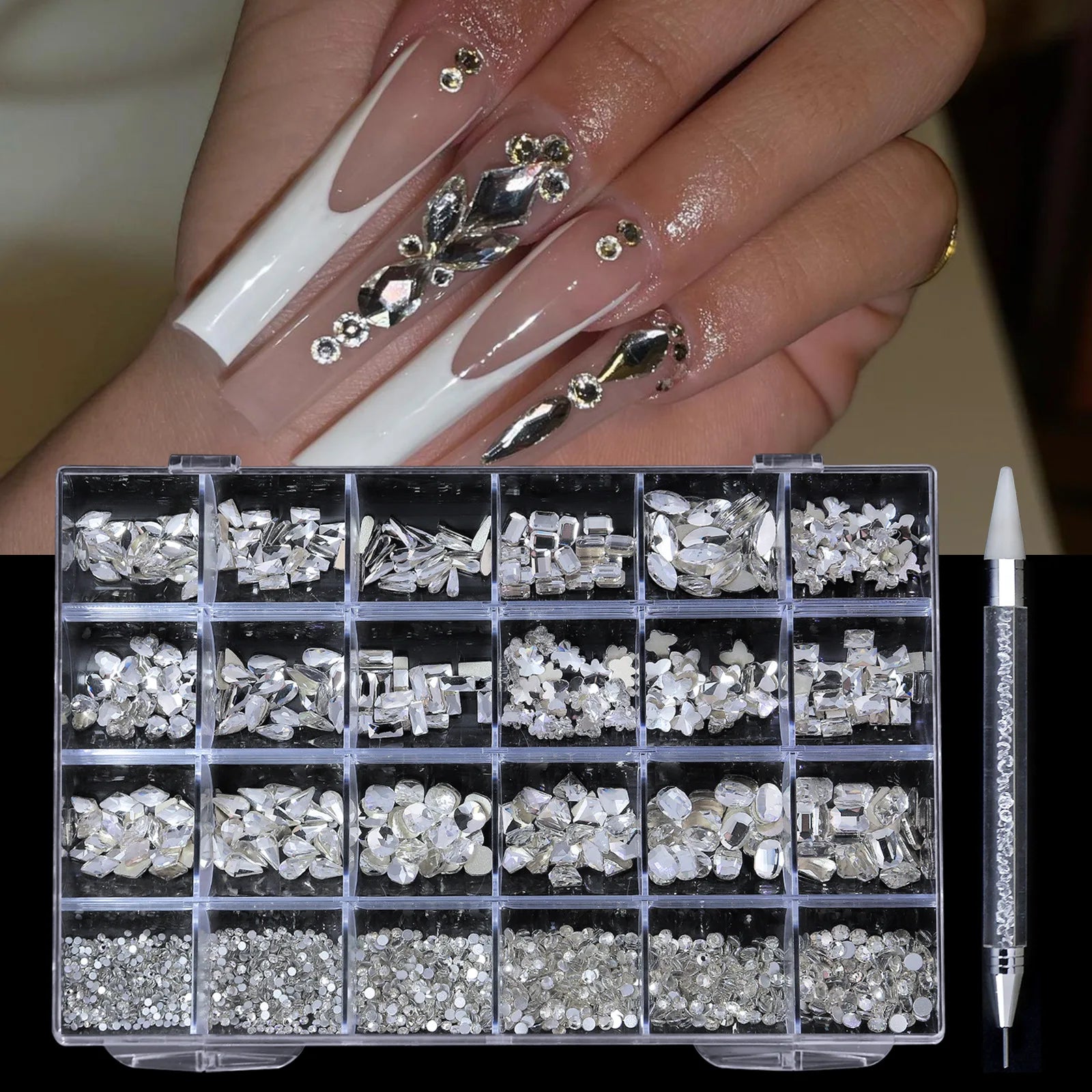 Song Shuo Hot Sales Mix Size Nails Art Crystal Cristal Decoration Red Flat Back Rhinestone Set Kits Stone for Nail