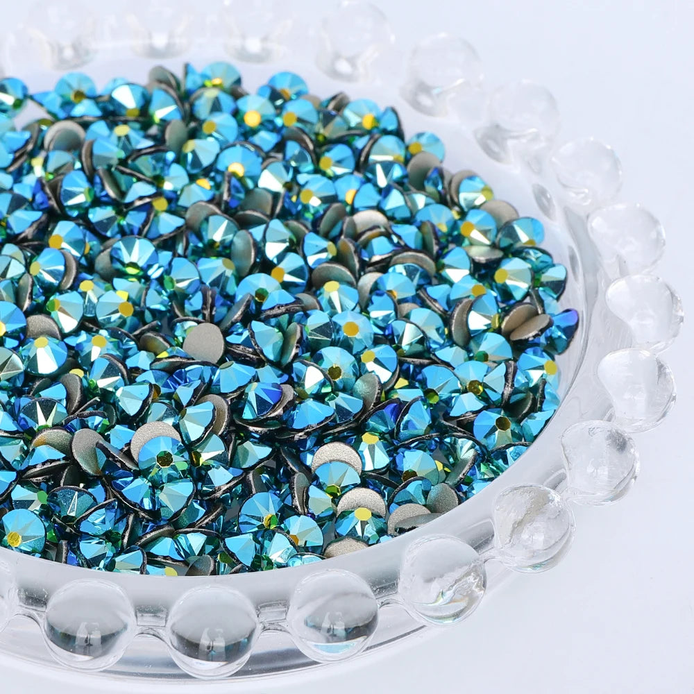 SS10-SS40 Colorful Non Hotfix Rhinestones Golden Base Flat Back Bling Glitter Glass Stones Crystal Strass Diamond for Nail