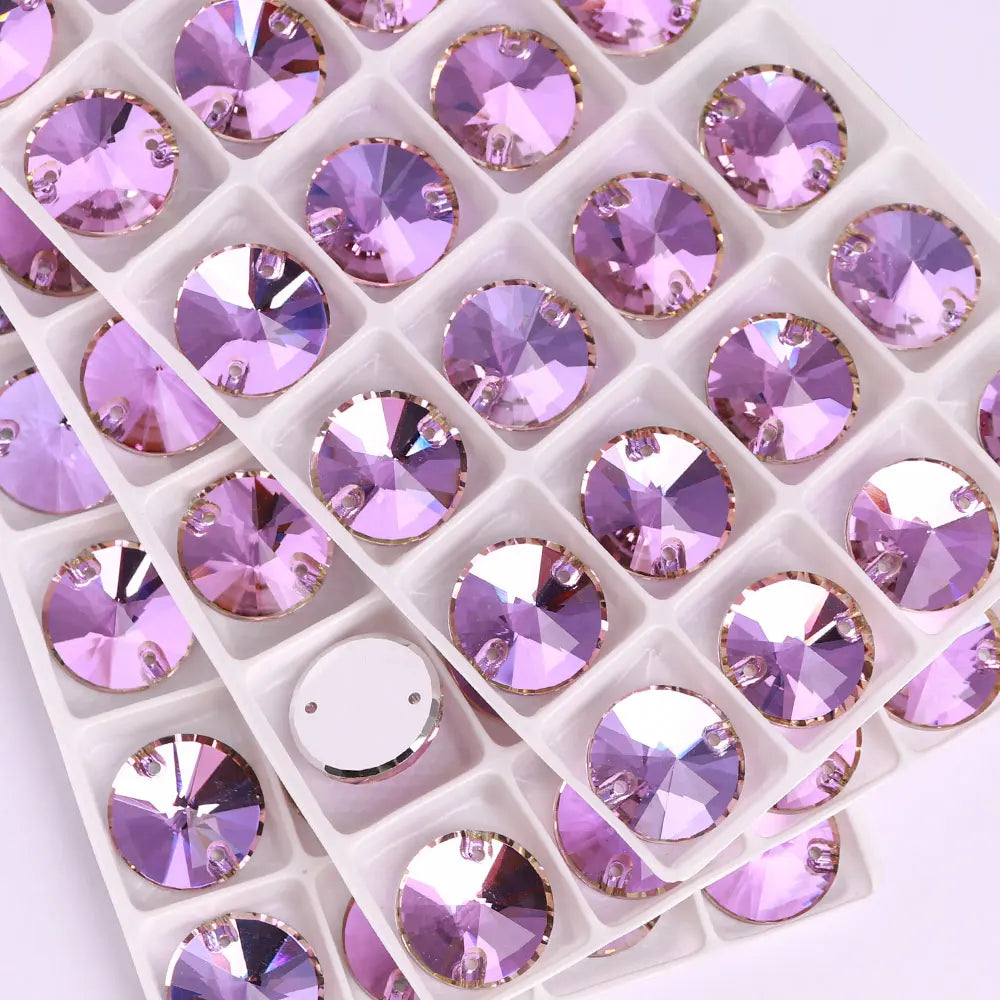 Wholesale Rivoli Rhinestones 55 Colors Crystal Strass AB Sew-on Rhinestones Glass Gems Clothing Flatback Sewing Stones for Women