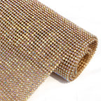 Wholesale 45*120cm Gold Mesh Rhinestones Sheet Aluminum Crystal AB Rhinestone  Fabric for Dress Garment