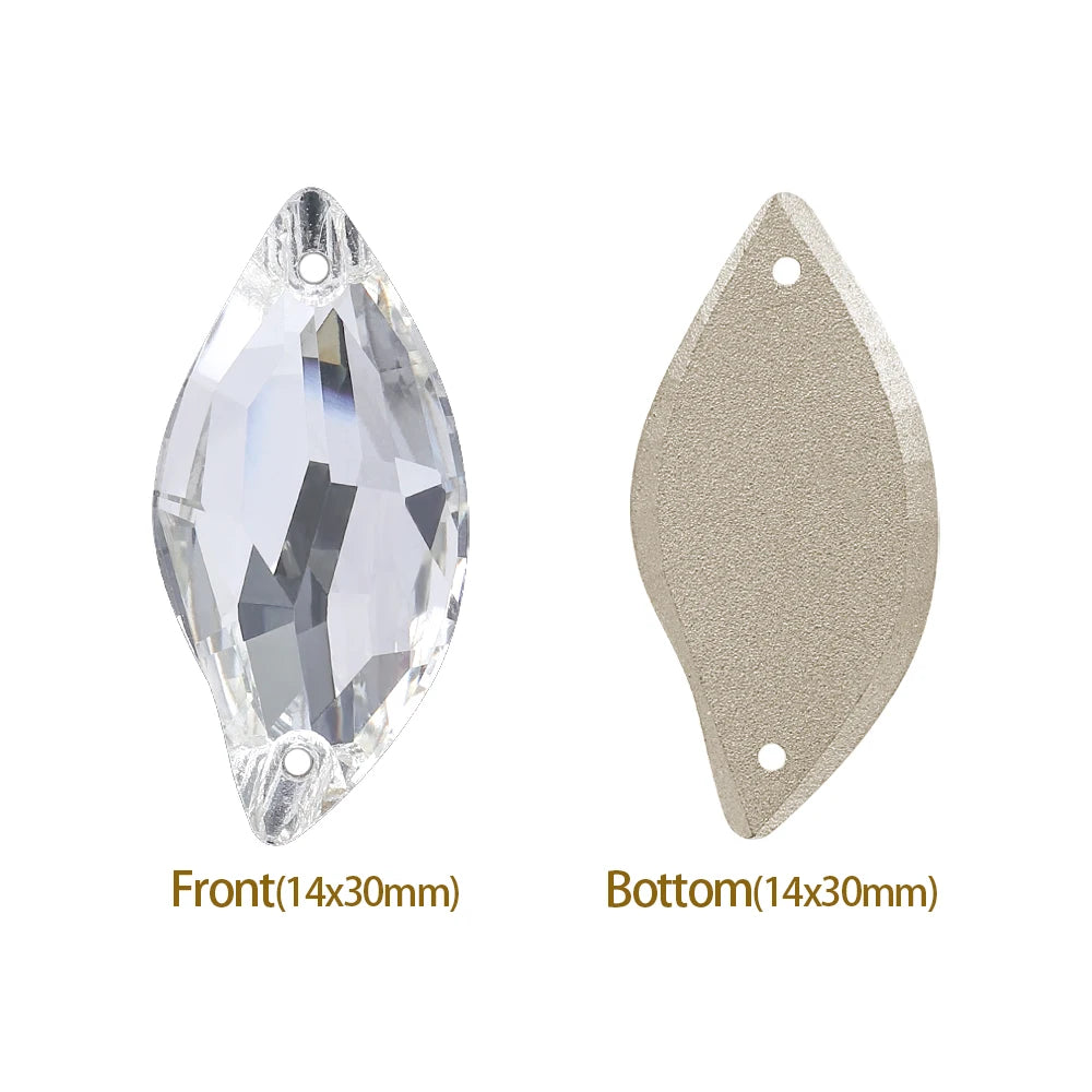 3254 QIYI Innovative Design Top Quality Grade AAAAAA Durable Clear Hard Pure Glass Flat Back Latest Fashion Sew-on Stone