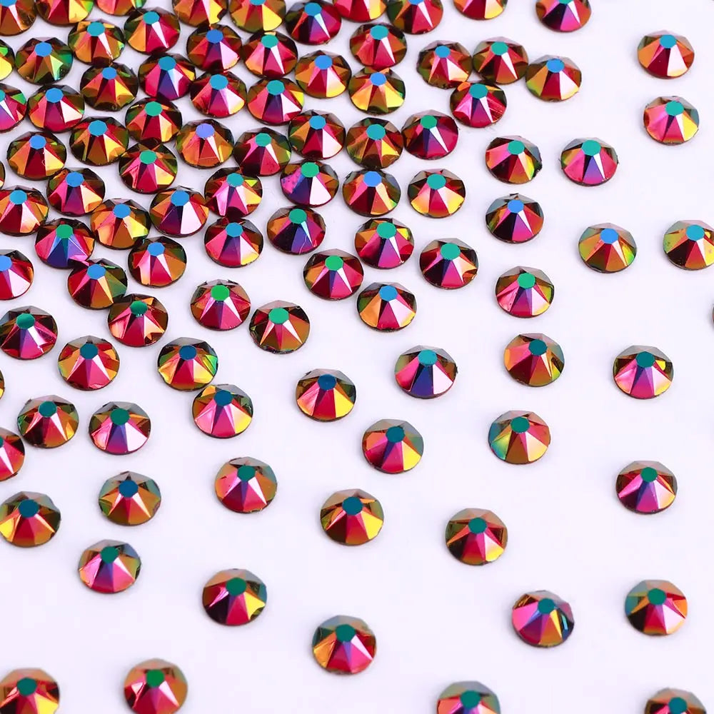 QIYI Wholesale Non Hotfix 16 Cut Facets Glass Rhinestone Trim Rainbow Rose Gold Stones for Jewellery Making