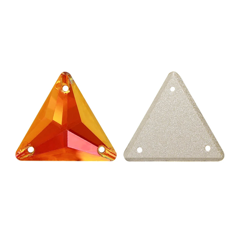 3270 Factory Direct 12mm/16mm/22mm Different Sizes 55+ Colors Top Quality Durable Grade AAAAAA Glass Triangle Sew-on Rhinestone