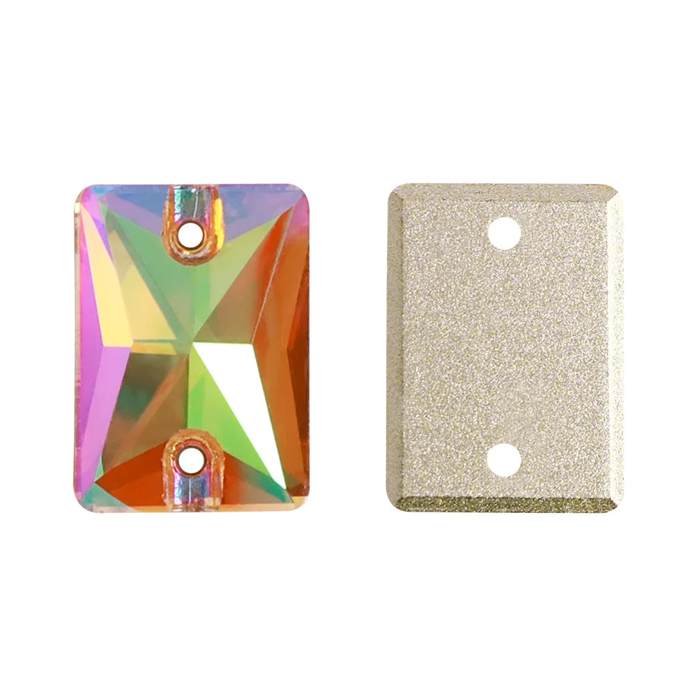 QIYI Multi Colors and Size Rectangle Sew-on Stone for Choice Clear Glass Flat Back Top Quality Sew on Rhinestones (3250)