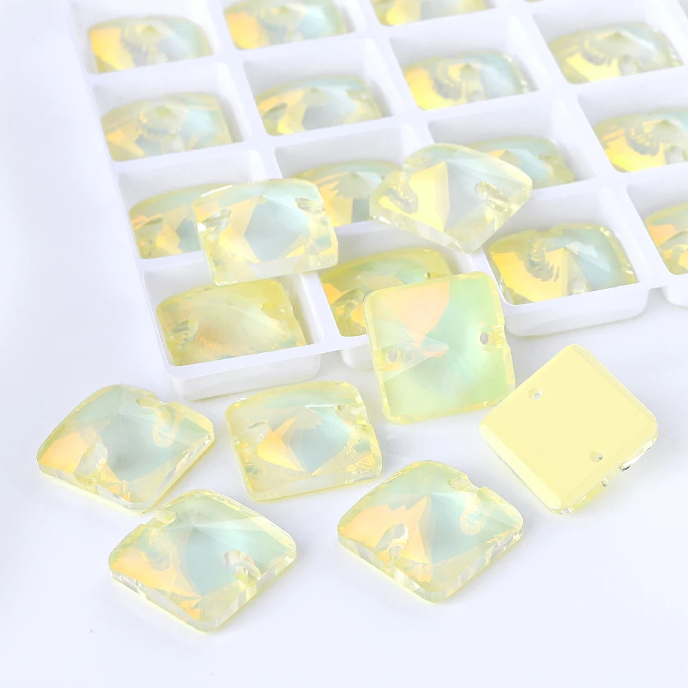 Rivoli Square 15Colors K9 Ready to Ship Glass Sew-on Rhinestone Bling Bling Accessories for Decoration Garments Dress