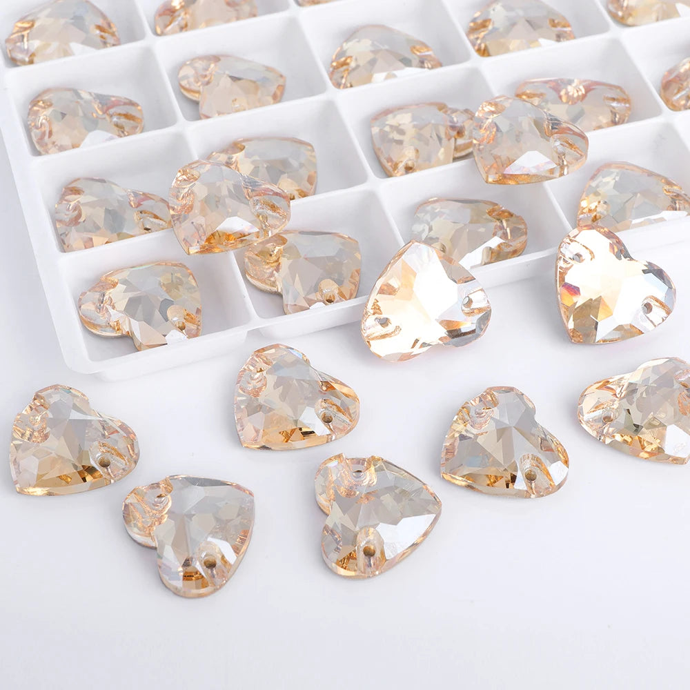 Wholesale Heart Sew on Rhinestone K9 Glass Crystal 3259 Heart Crystal AB Sew-on Stones and Crystals for Dress Decoration