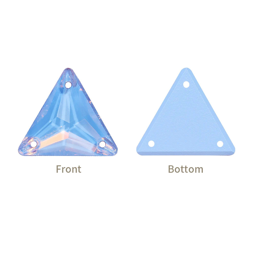 3270 Factory Direct 12mm/16mm/22mm Different Sizes 55+ Colors Top Quality Durable Grade AAAAAA Glass Triangle Sew-on Rhinestone