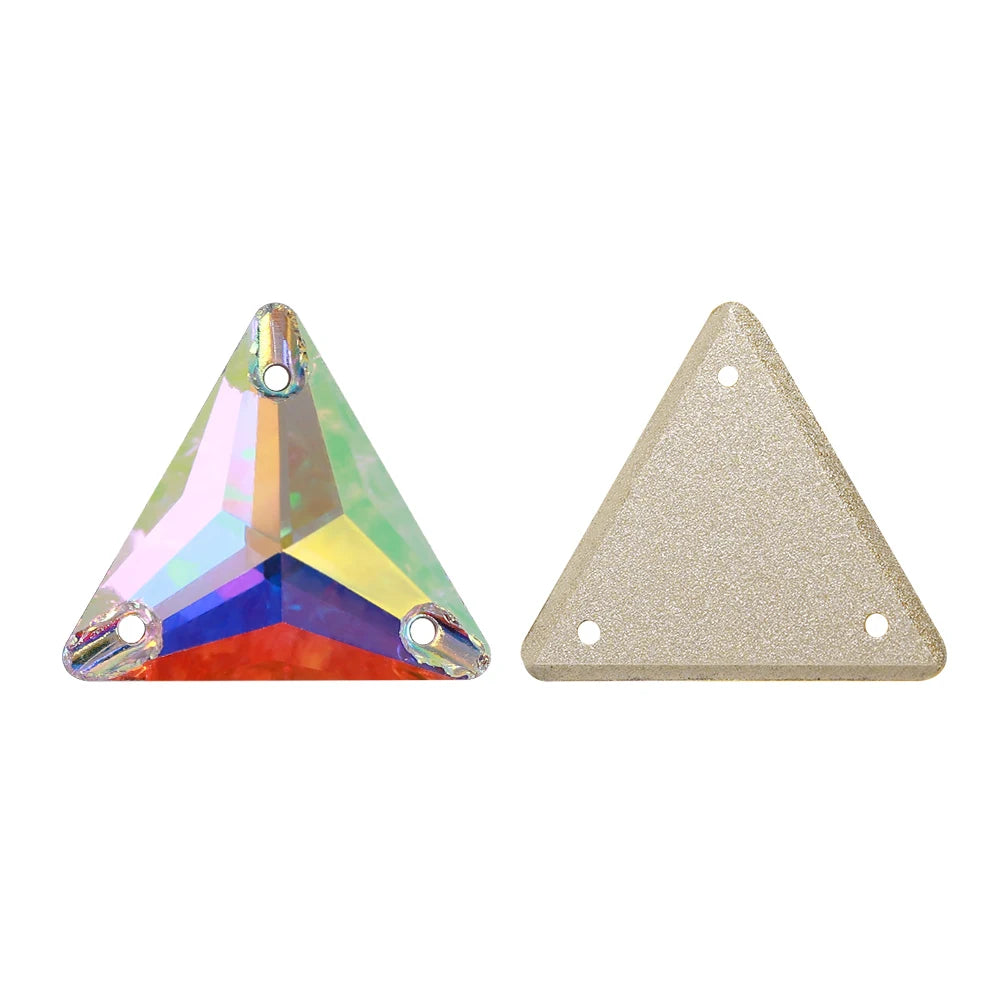 3270 Factory Direct 12mm/16mm/22mm Different Sizes 55+ Colors Top Quality Durable Grade AAAAAA Glass Triangle Sew-on Rhinestone