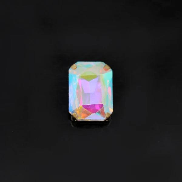 All-size 24-colors Flatback rectangle sew on glass stone Gems sewing crystal rhinestone gold plated button clothes Decorations