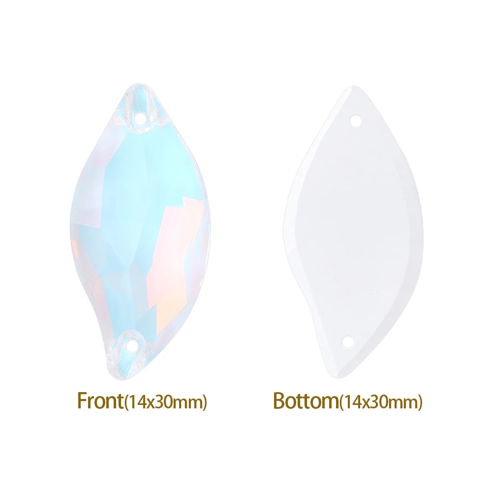 3254 QIYI Innovative Design Top Quality Grade AAAAAA Durable Clear Hard Pure Glass Flat Back Latest Fashion Sew-on Stone