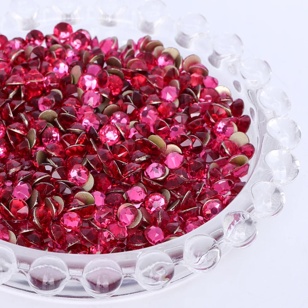 SS10-SS40 Colorful Non Hotfix Rhinestones Golden Base Flat Back Bling Glitter Glass Stones Crystal Strass Diamond for Nail