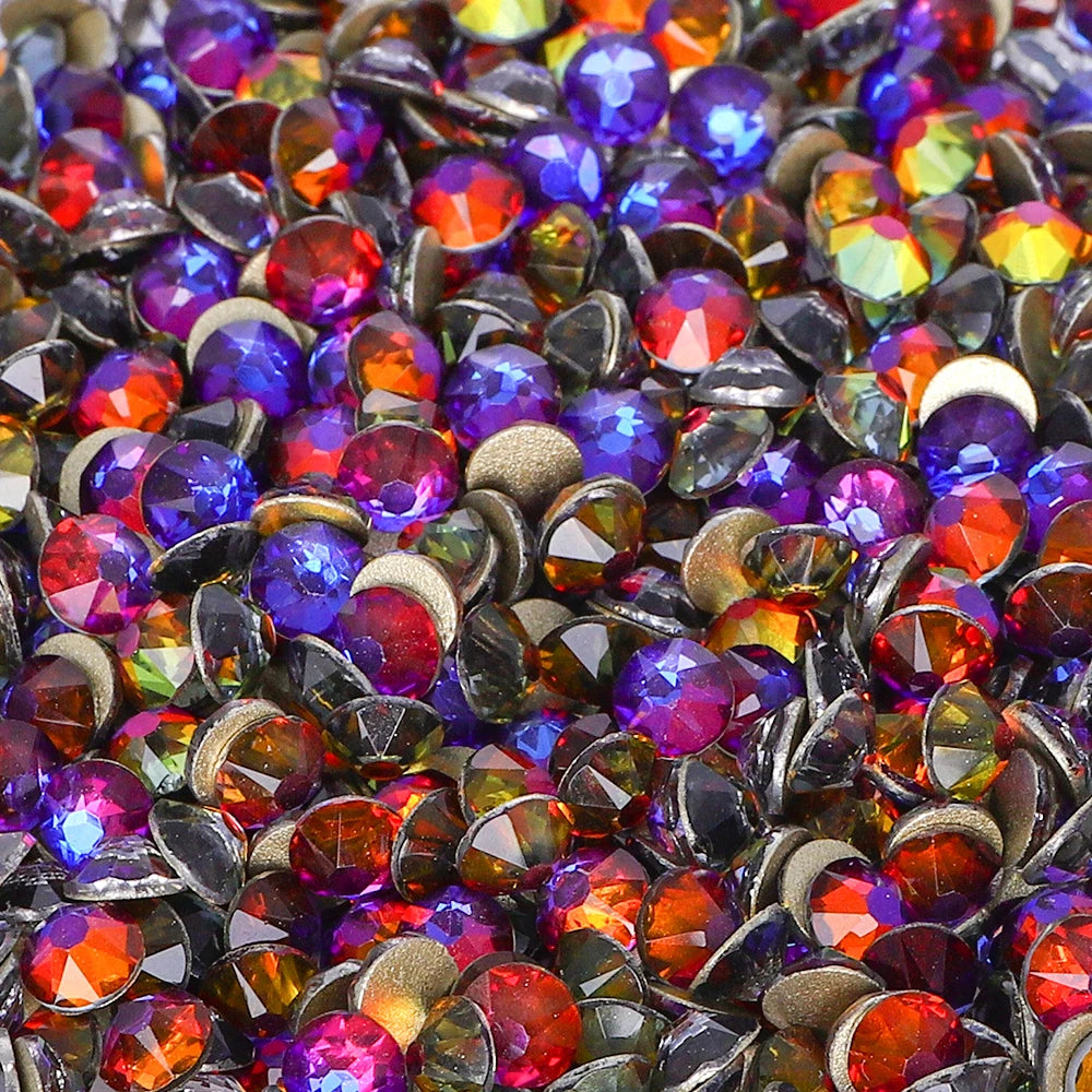 Factory Wholesale Glistening 2088 16 Cut Facets Multi Colors Size Flat Back Golden Bottom High Quality Rhinestone for Garment