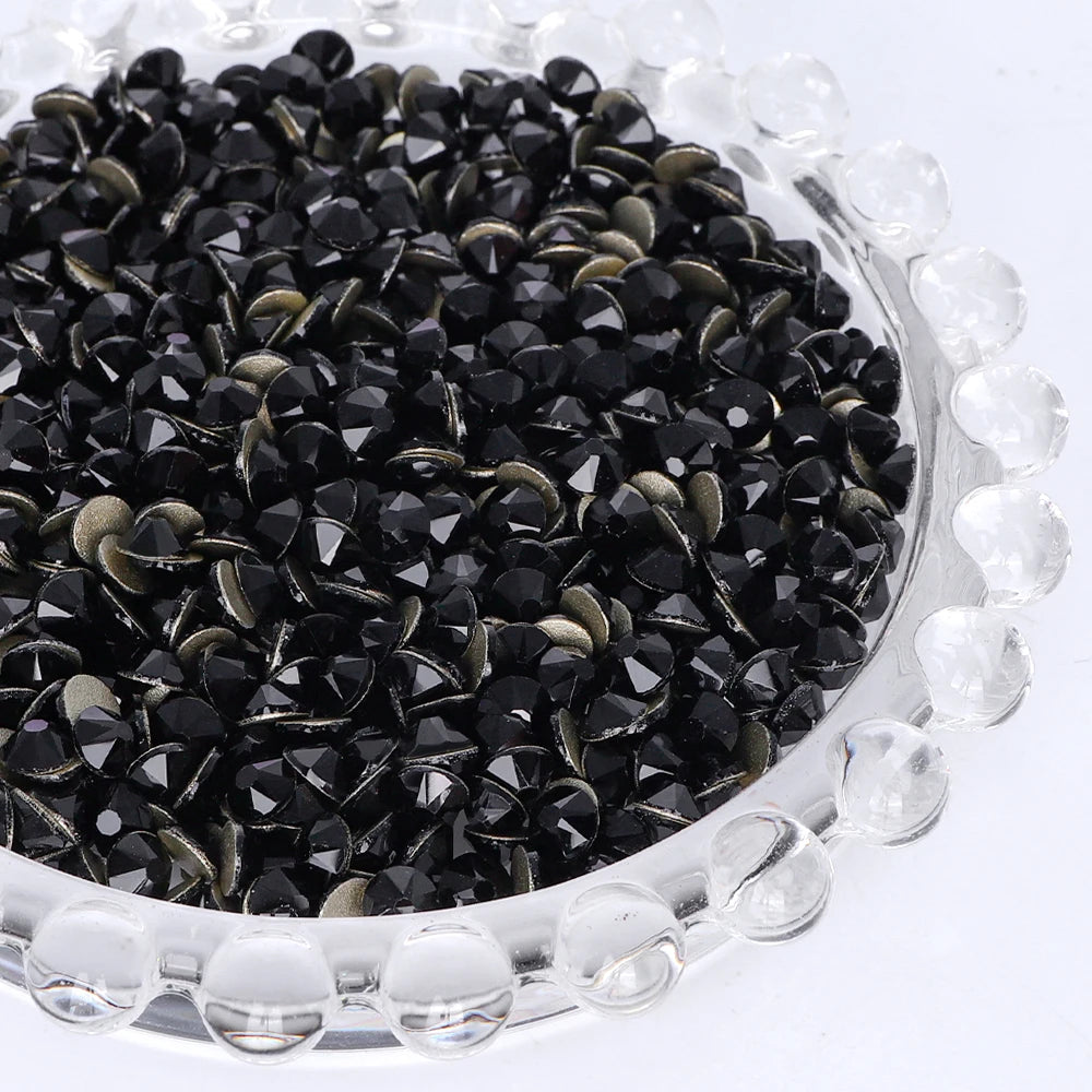 SS10-SS40 Colorful Non Hotfix Rhinestones Golden Base Flat Back Bling Glitter Glass Stones Crystal Strass Diamond for Nail