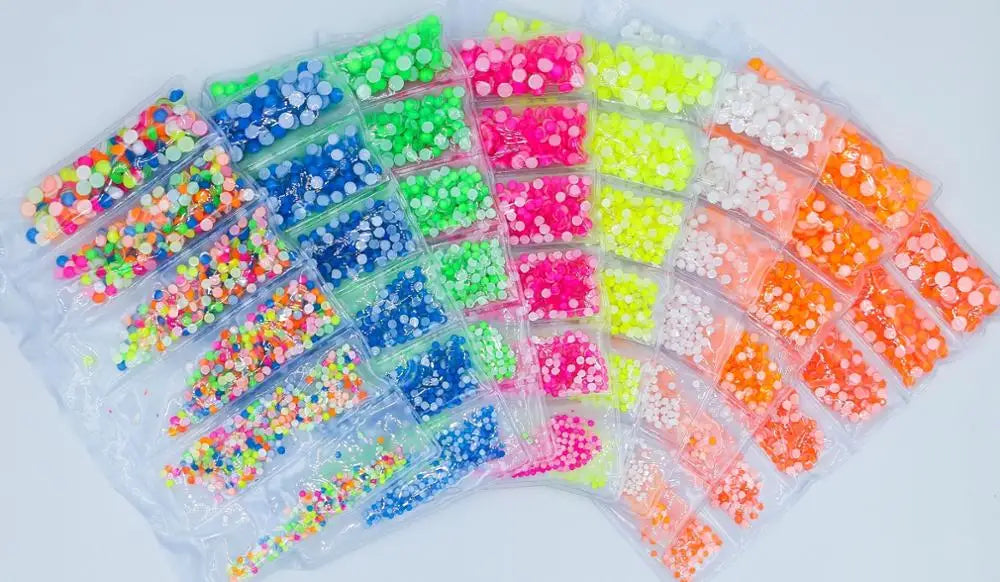 Fluorescent Luminous Mix SS6-SS20 Non Hotfix Neon Rhinestone Noctilucent Electric Nail Art Decorations