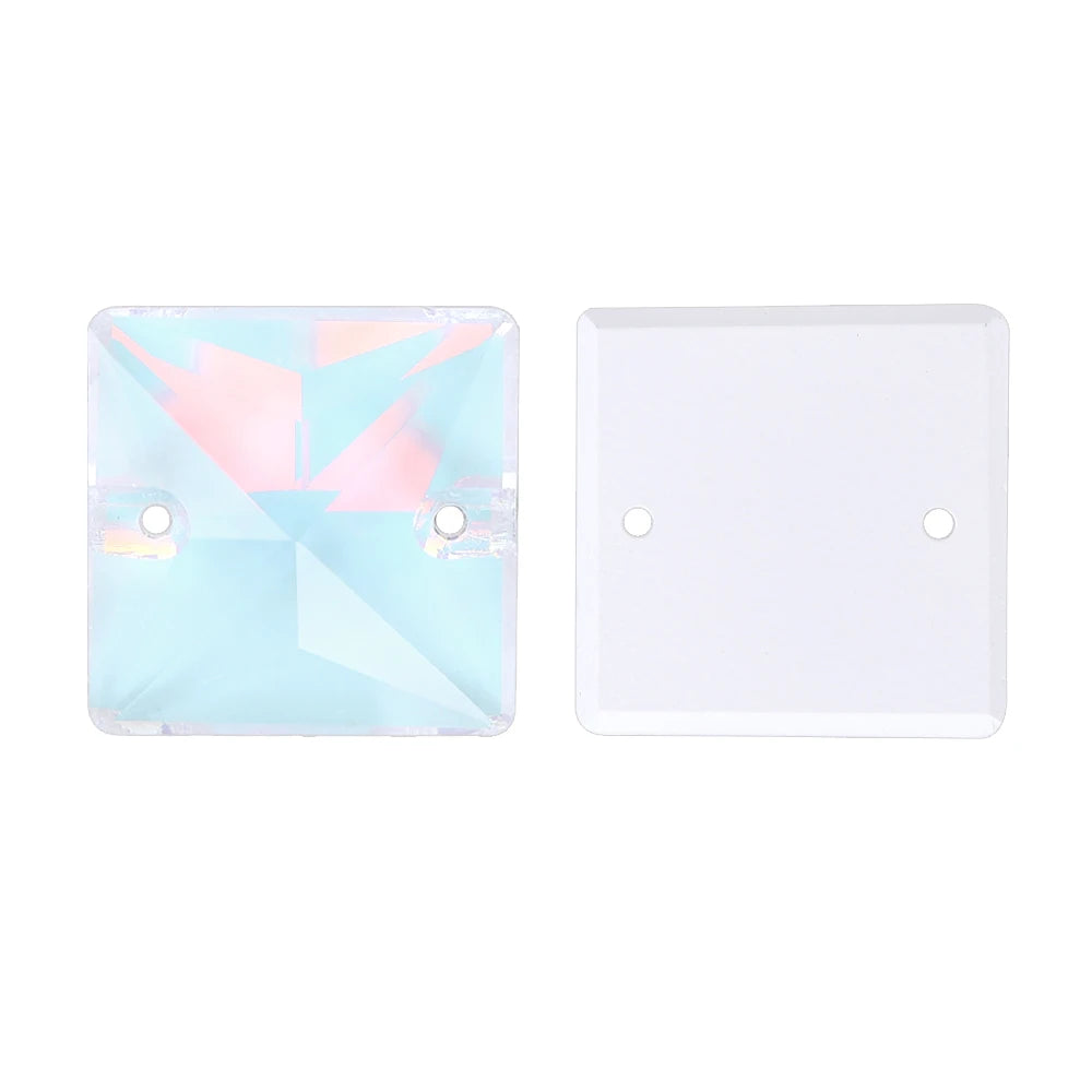 Wholesale Custom Square Sew-on Loose Rhinestones 5A Quality Crystal FlatBack 2 Holes 12 Facets Sewing Bling Decoration