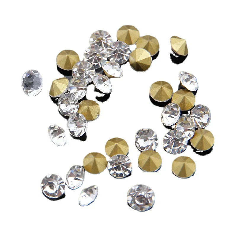 Round Shape Shinning Clear Rhinestones Wholesale Glass Pointed Rhinestone for Nail Art Decoration Crystal