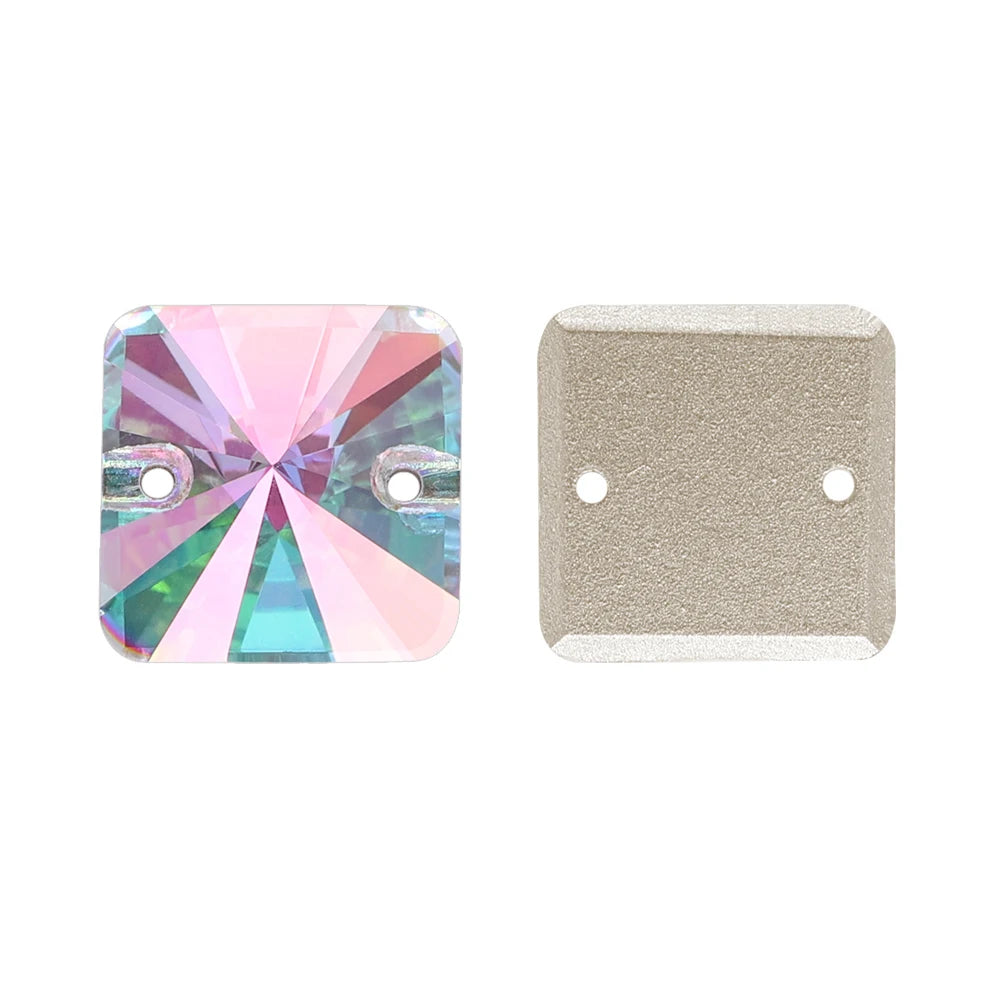 New Arrival Hot Selling Rivoli Square Shape Latest Fashion New Design Top Quality Flat Back Glass Sew-on Rhinestones (3201)