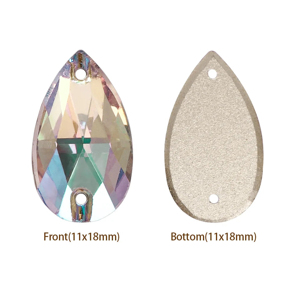 Hot Selling QIYI Brand 55 Colors Multi Size Multi Shape High Quality Flat Back Drop Sew-on Glass Crystal Rhinestones 16 Facets