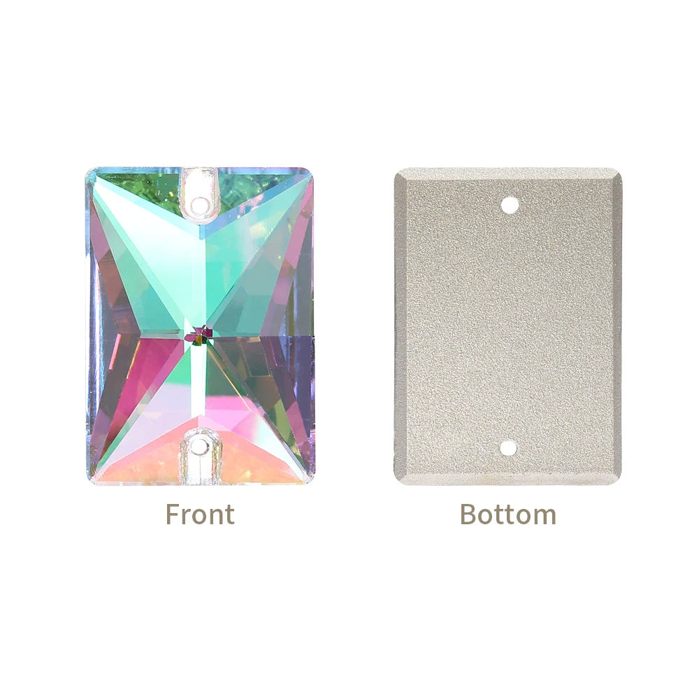 QIYI Multi Colors and Size Rectangle Sew-on Stone for Choice Clear Glass Flat Back Top Quality Sew on Rhinestones (3250)