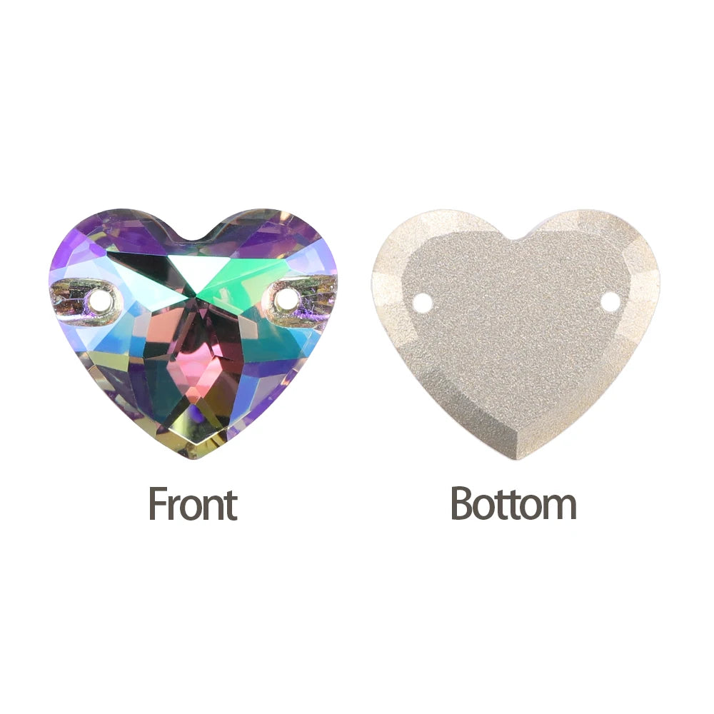 QIYI Factory Direct Wholesale Popular Fashion Design Bright Pure Versatile Minimalist Heart Shape Sew-on Rhinestones  3259