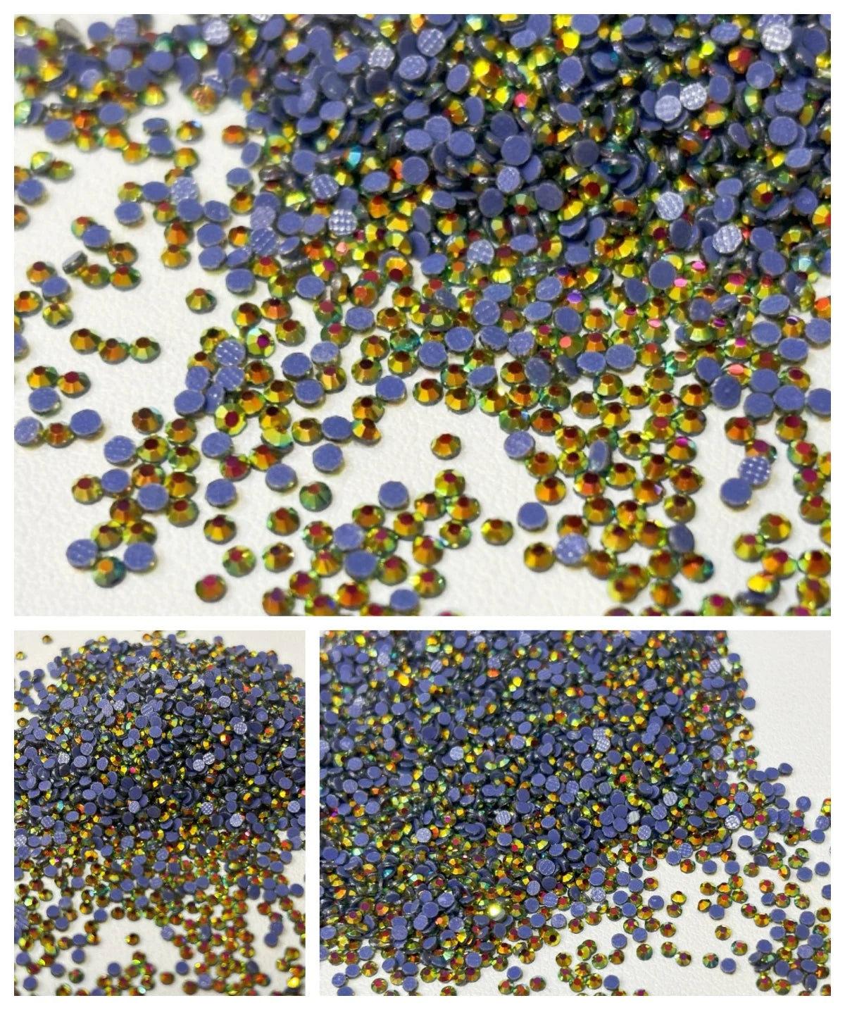 Gold AB Flat Back Rhinestone Factory Wholesale Hot Fix Glass Crystal Rhinestone Nail Art DIY Decoration Materials