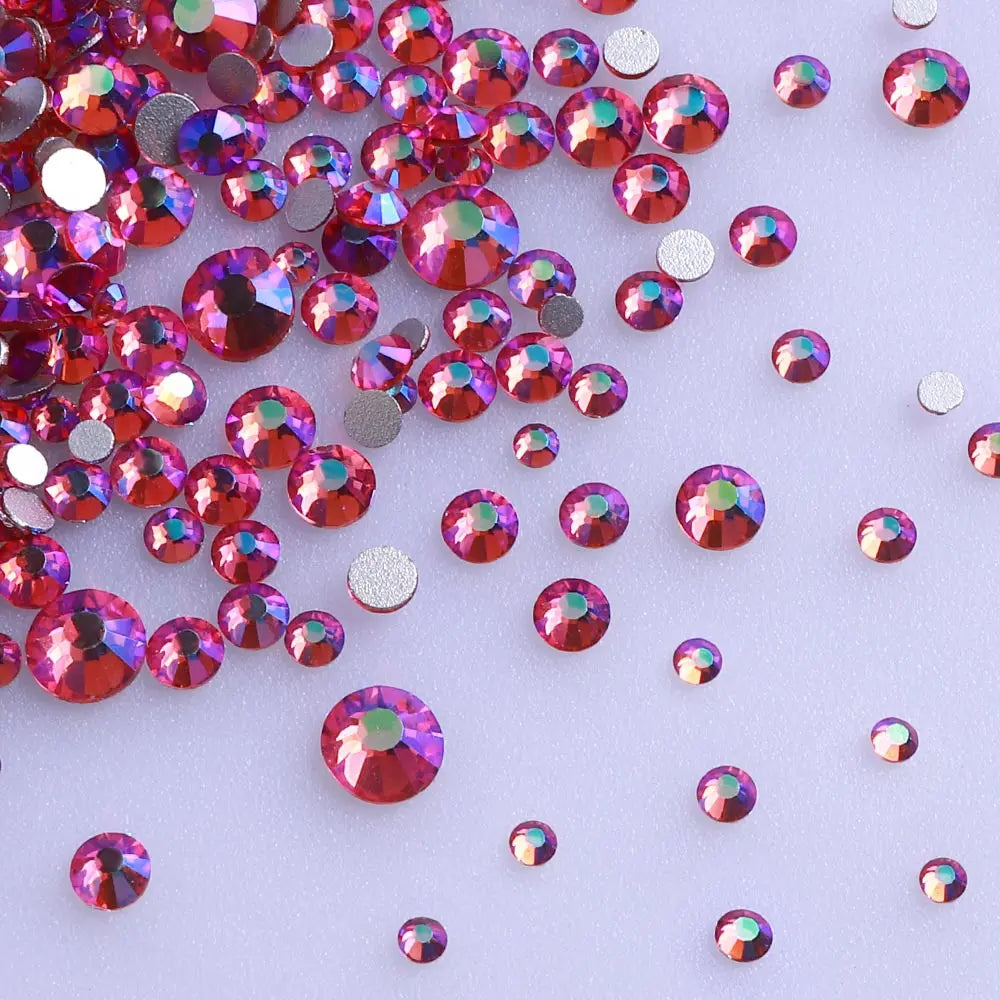 Wholesale 100 Colors Ss4-ss20 Mix Size Strass Crystal Rhinestones Non Hotfix Round Glass Stones Glue on Nail Gems Decoration