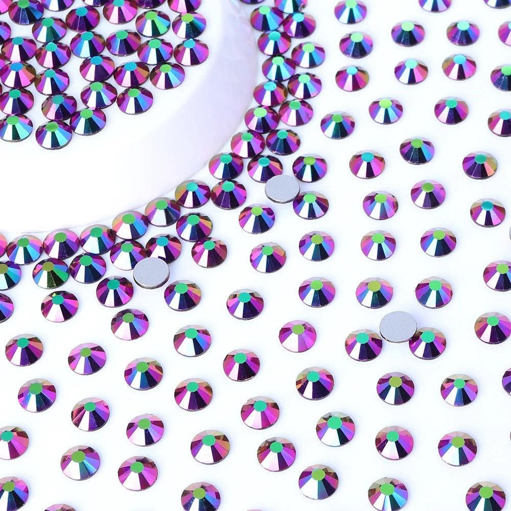 QIYI Wholesale 14400pcs Bulk Package Flatback Rhinestones Glitter Bling Glue on Luminous Rhinestones for Accessories