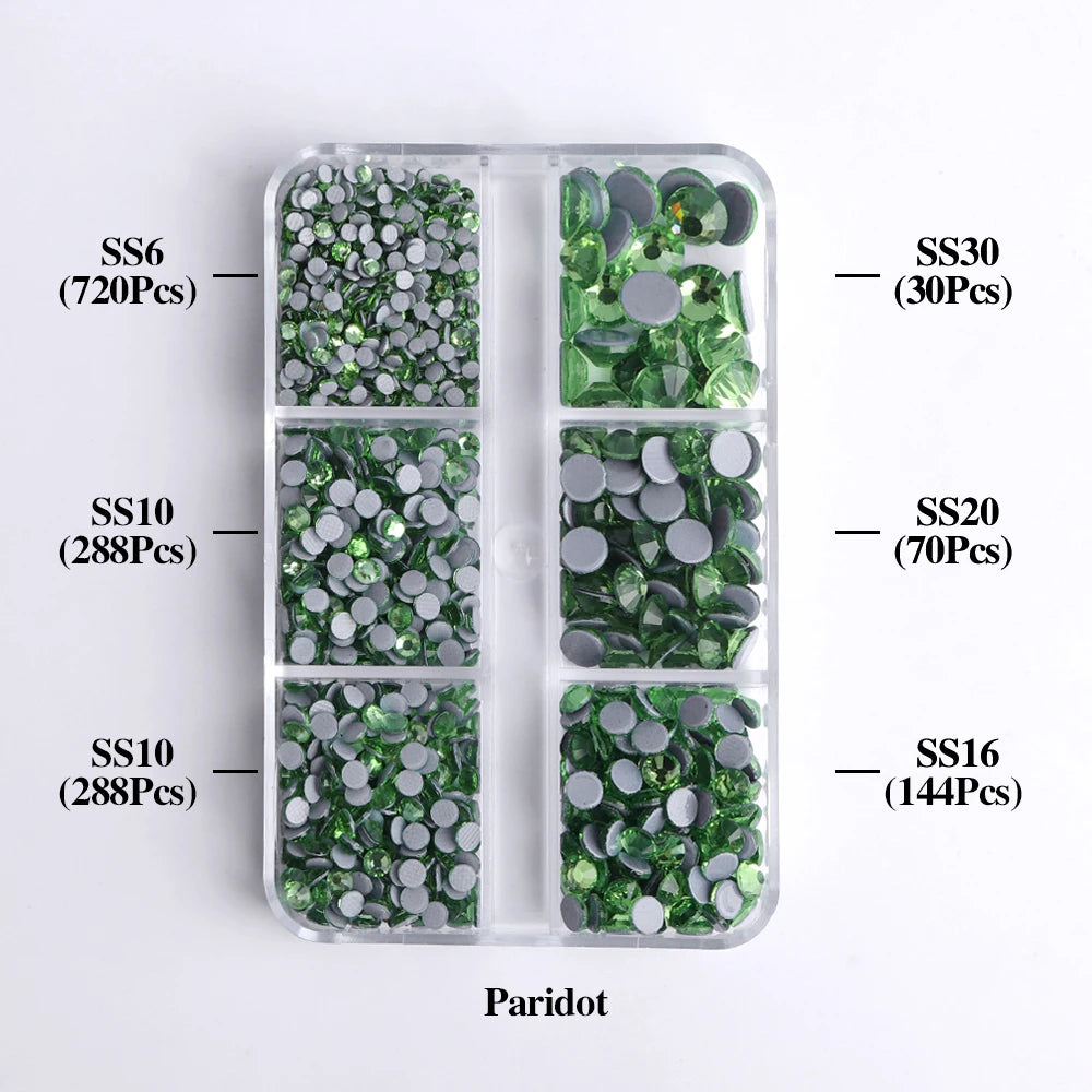 Hot Selling 6 Grid Hotfix Rhinestone Kit Mix Box Nail Charms Crystals Rhinestones Wholesale Stones for Jewellery Making