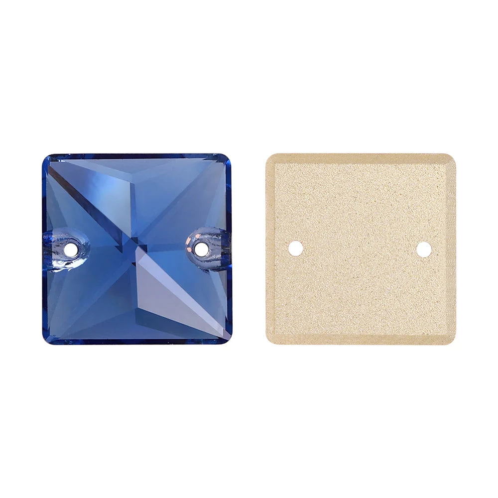 Wholesale Custom Square Sew-on Loose Rhinestones 5A Quality Crystal FlatBack 2 Holes 12 Facets Sewing Bling Decoration