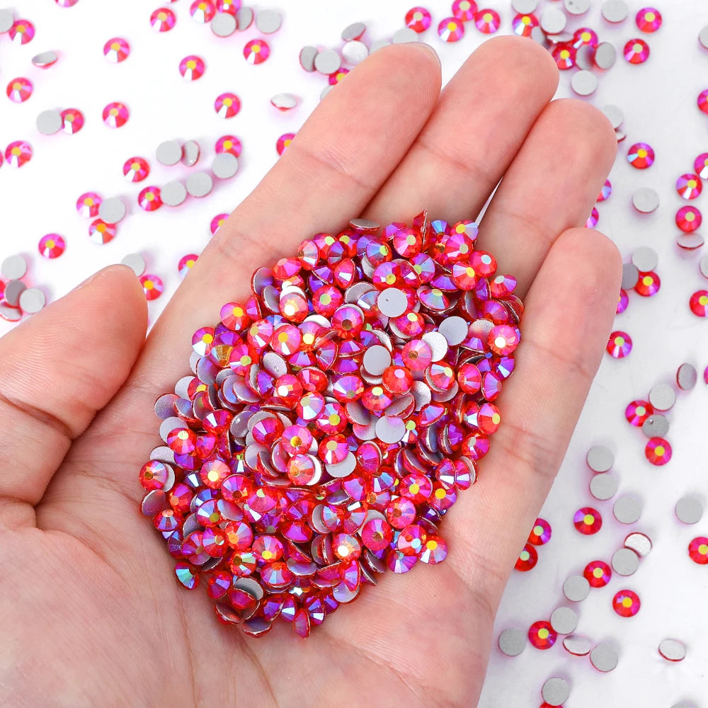 2024 New Design 10 Kinds Red Colors S6-SS30 Bulk Rhinestones Crystal Angola Red Rhinestones Glass Rhinestone for Clothing