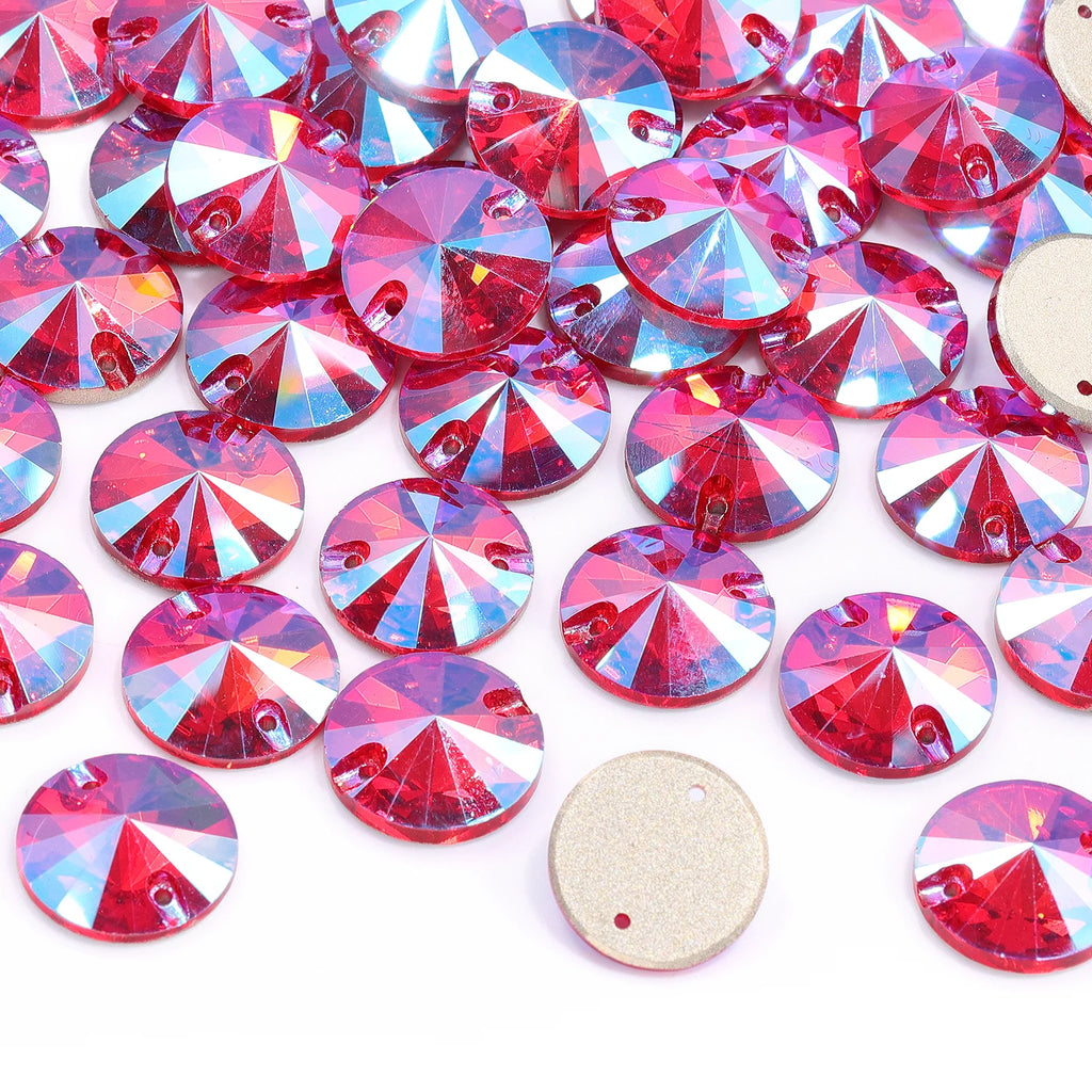 Top Quality Rivoli  80+ Colors Rhinestones Crystal AB Sew-on Rhinestones Glass Gems Clothing Flatback Sewing Stones for Women