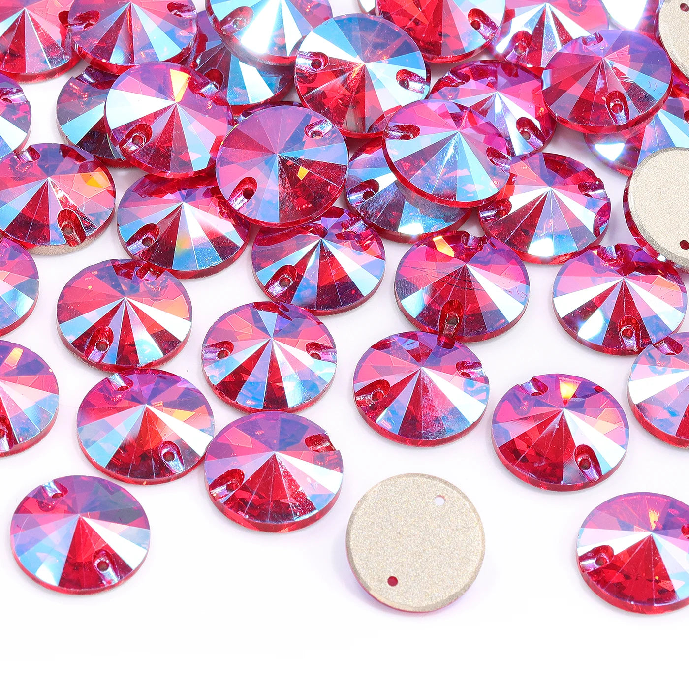 Top Quality Rivoli  80+ Colors Rhinestones Crystal AB Sew-on Rhinestones Glass Gems Clothing Flatback Sewing Stones for Women