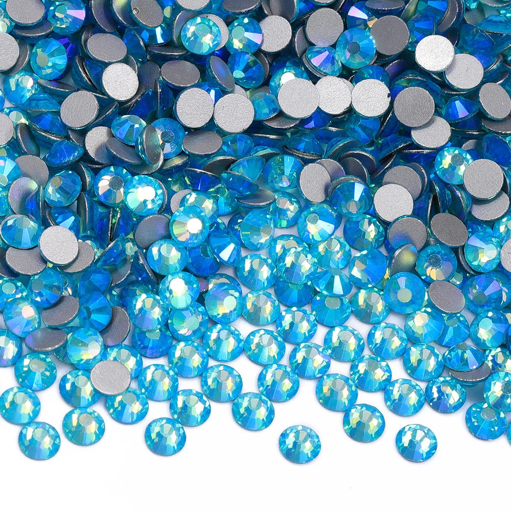Blue Colors Glass Bling Crystal Wholesale Rhinestone Non Hotfix Flat Back Crystal Glass  for Clothing Accessories