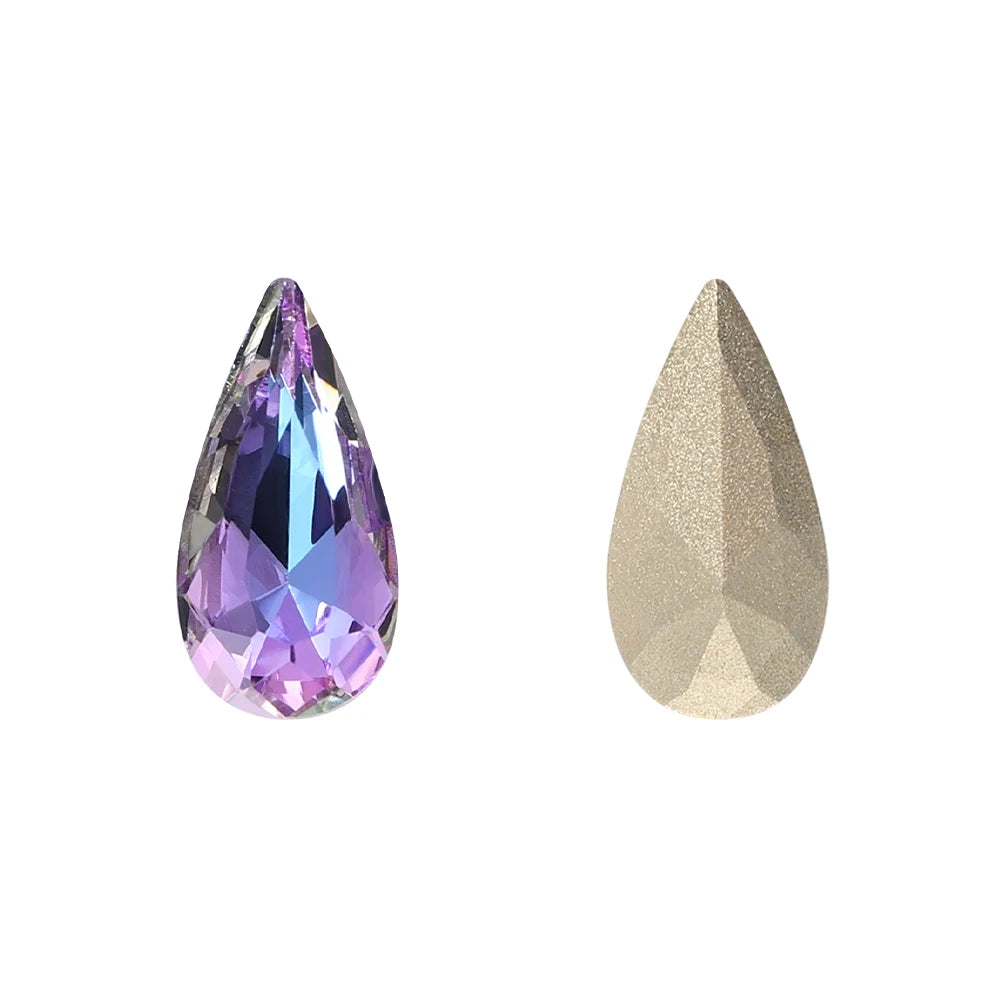 QIYI K9 Glass Tear Drop Shape Effect Color High Quality Fancy Shape Sparkling Bright Shining Point Back Stones for Decoration