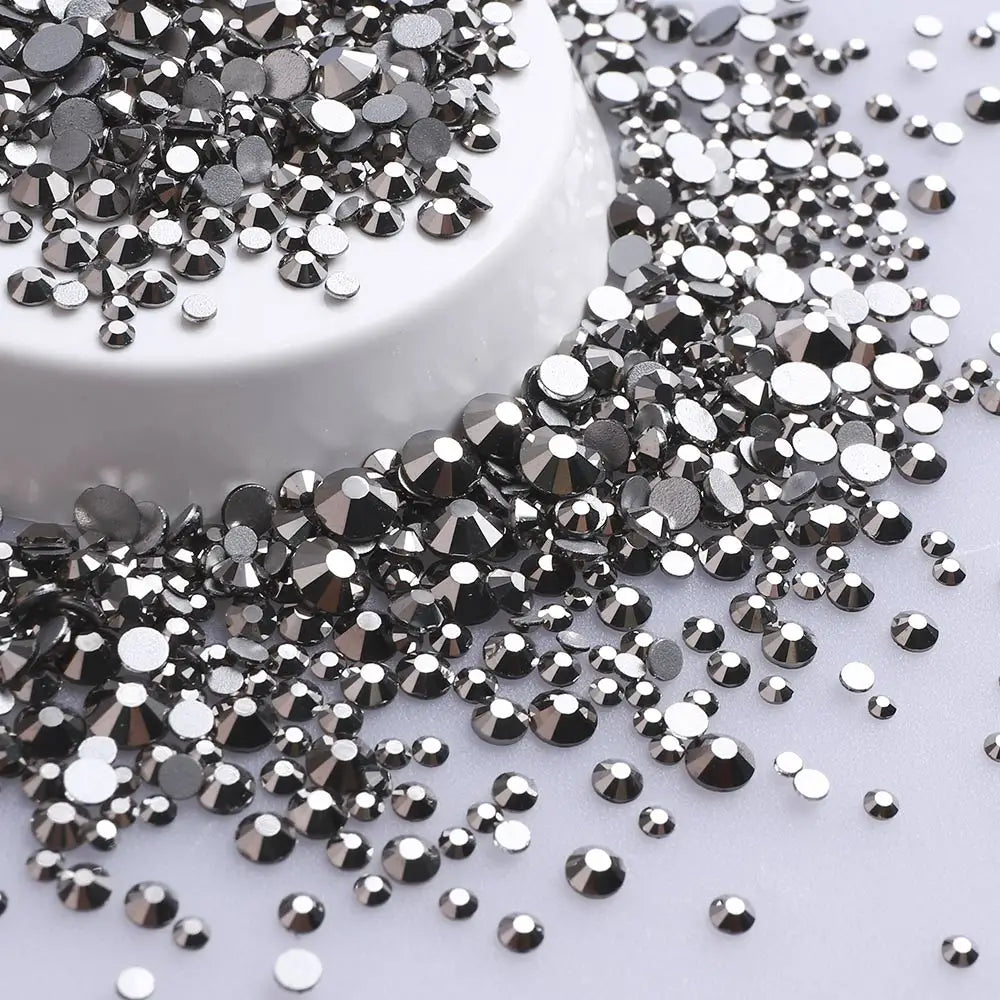 Wholesale Rhinestones 200 Colors 1440pcs  Mix Size Glue on Glass Flat Back Rhinestone Bulk Glass Rhinestone Crystal for Garment