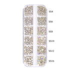 AB 3D Nail Art Rhinestones Wholesale Crystal Suit Rhinestone Bulk Flatback Non Hotfix 12 Grid Box Glass Silver 3 Box Round Shape