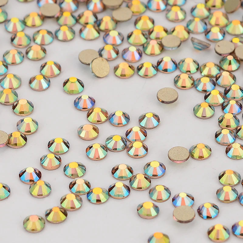 Wholesale High Quality Rhinestone Crystal AB Flat Back Glass Rhinestones Non Hotfix  Nail Art Crystal