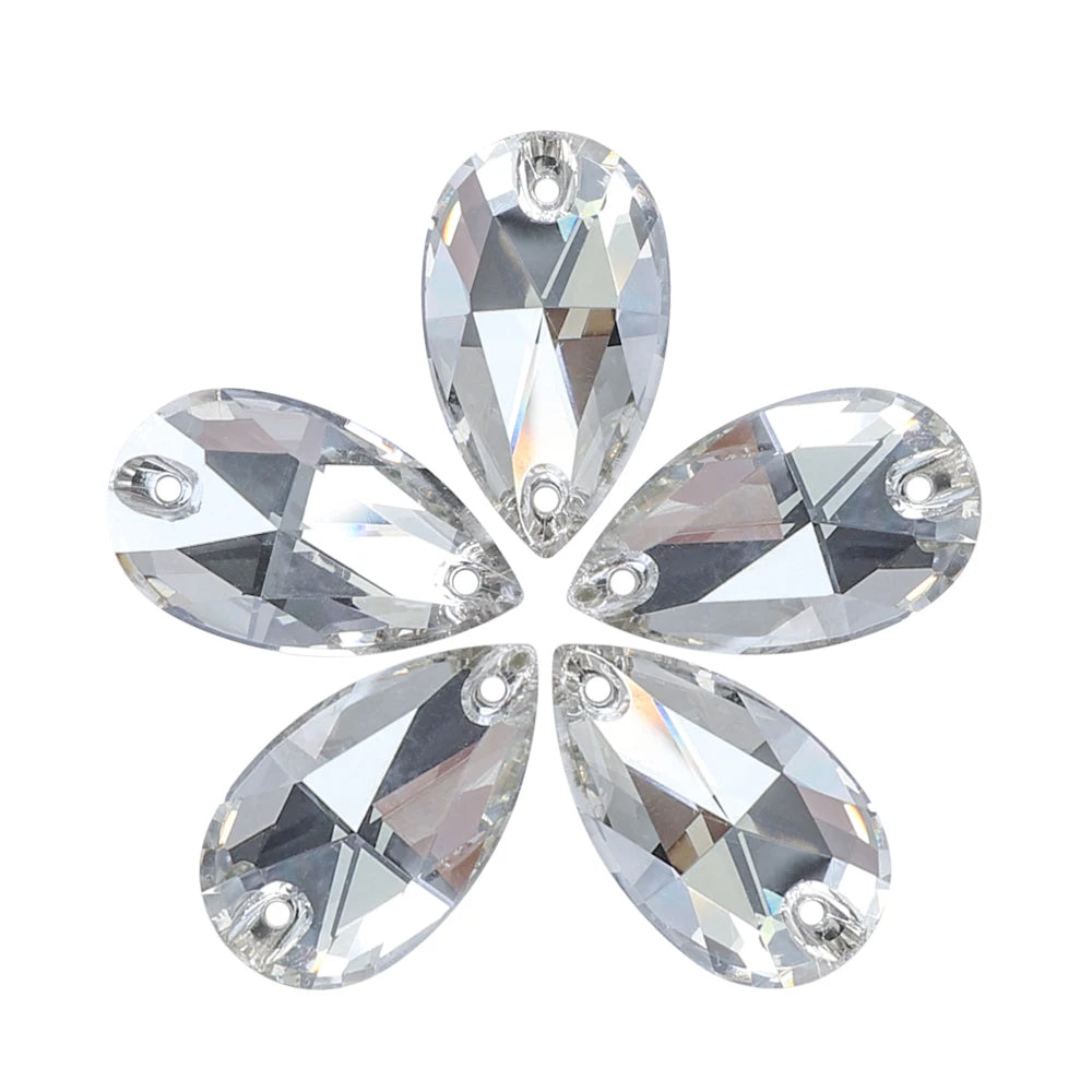Wholesale 7x12 10x14 11x18 13x22 17x28 mm Raindrop Sew-on Rhinestones Non Hotfix Flatback Sewing Strass Bling for Jewelry Dress