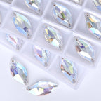 QIYI Innovative Design Diamond Leaf Shape High Quality Grade AAAAAA Clear Hard Pure Glass Loose Flat Back Sew-on Rhinestones 9