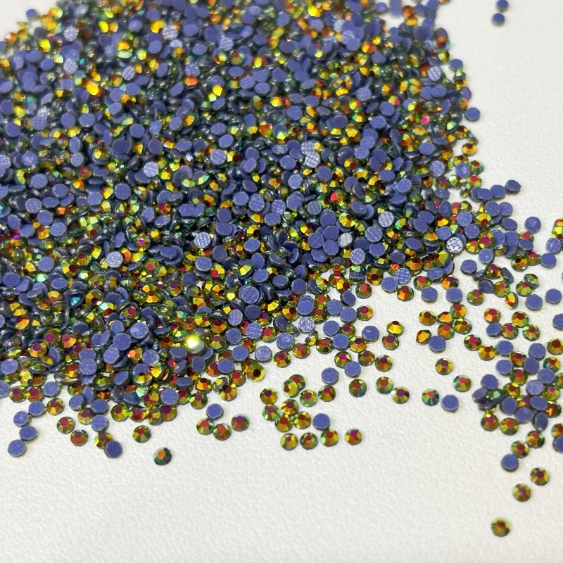 Gold AB Flat Back Rhinestone Factory Wholesale Hot Fix Glass Crystal Rhinestone Nail Art DIY Decoration Materials