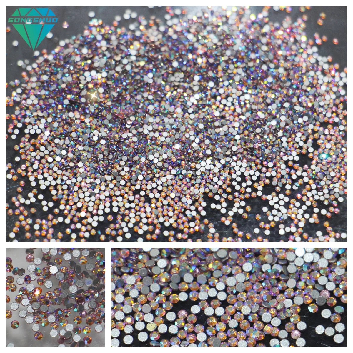 High Quality SS3 Pink AB Flat Back Rhinestone in Bulk Glass Nail Rhinestone DIY Rhinestone Jewelry Accessories