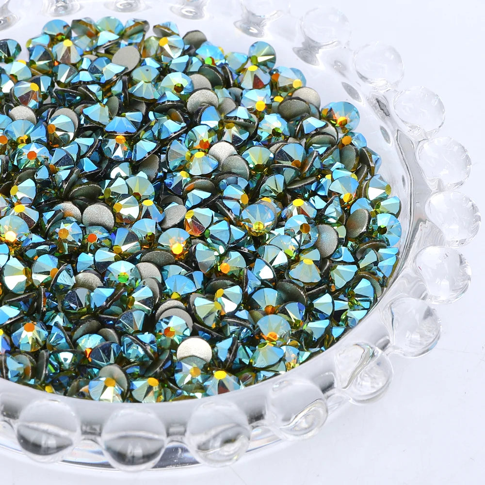 SS10-SS40 Colorful Non Hotfix Rhinestones Golden Base Flat Back Bling Glitter Glass Stones Crystal Strass Diamond for Nail