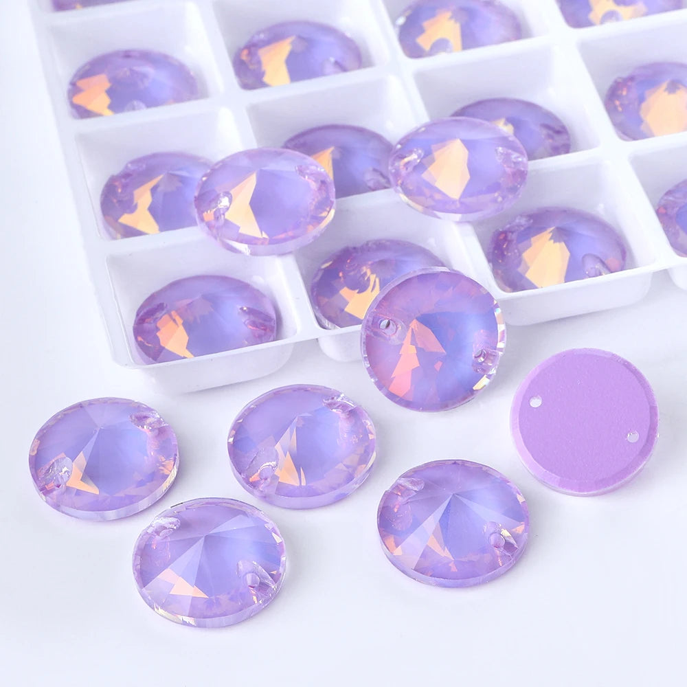 Ready to Ship Neon Rivoli Rhinestones 55 Colors Crystal  Sew-on Rhinestones Glass Clothing Flatback Sewing Stones for Women