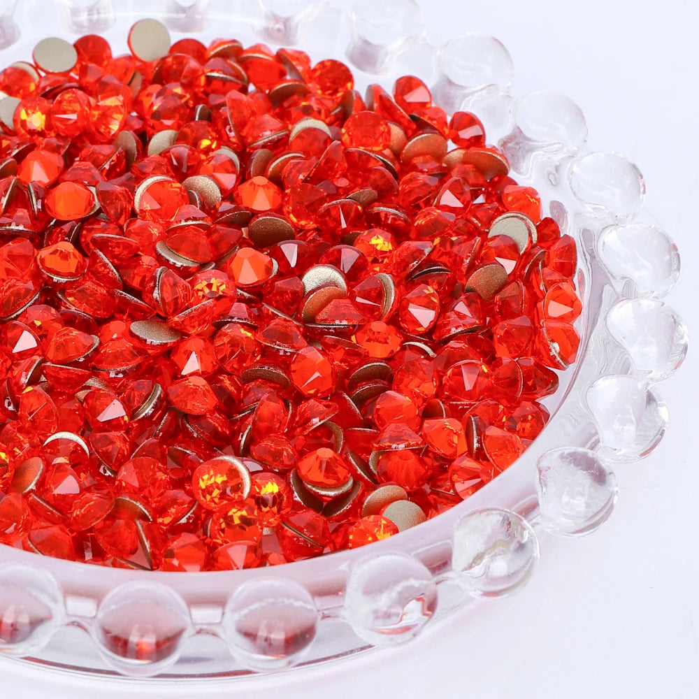 SS10-SS40 Colorful Non Hotfix Rhinestones Golden Base Flat Back Bling Glitter Glass Stones Crystal Strass Diamond for Nail