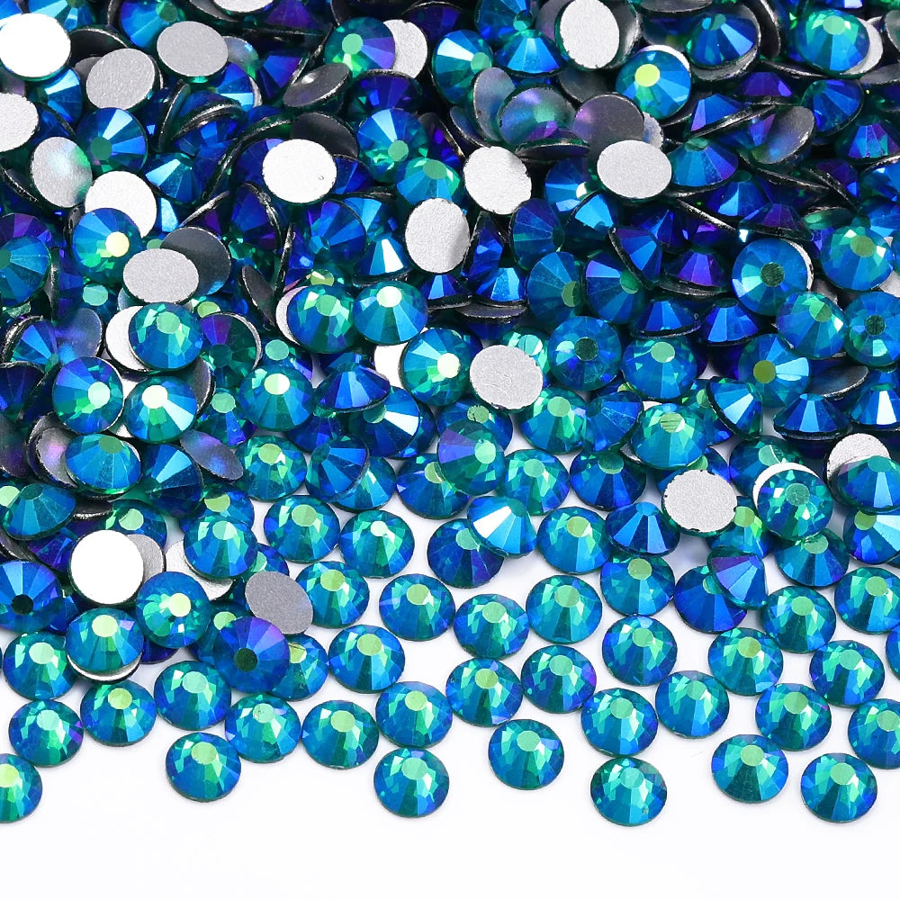Blue Colors Glass Bling Crystal Wholesale Rhinestone Non Hotfix Flat Back Crystal Glass  for Clothing Accessories