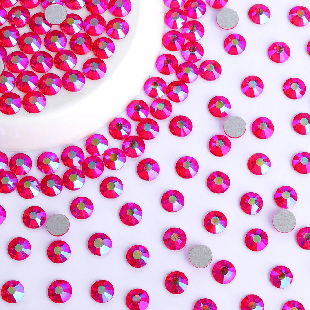 QIYI 2024 Wholesale High Quality Luxury Fashion Style Red AB Non Hofix Glass Flat Back Rhinestone for Decorate Garments Nail Art