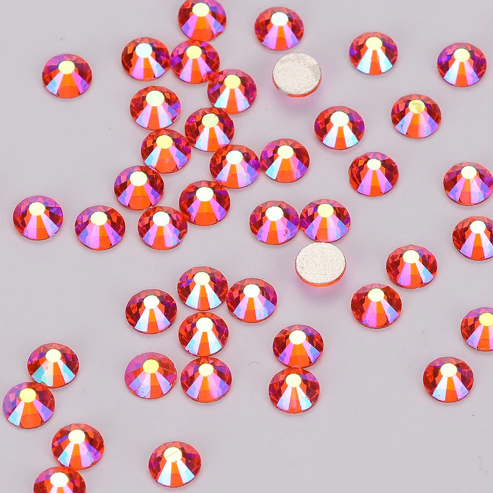 Wholesale Colorful Glitter Glass Rhinestones Flat Back Non Hotfix Crystal Rhinestone Nails for Earring Jewelry Accessory